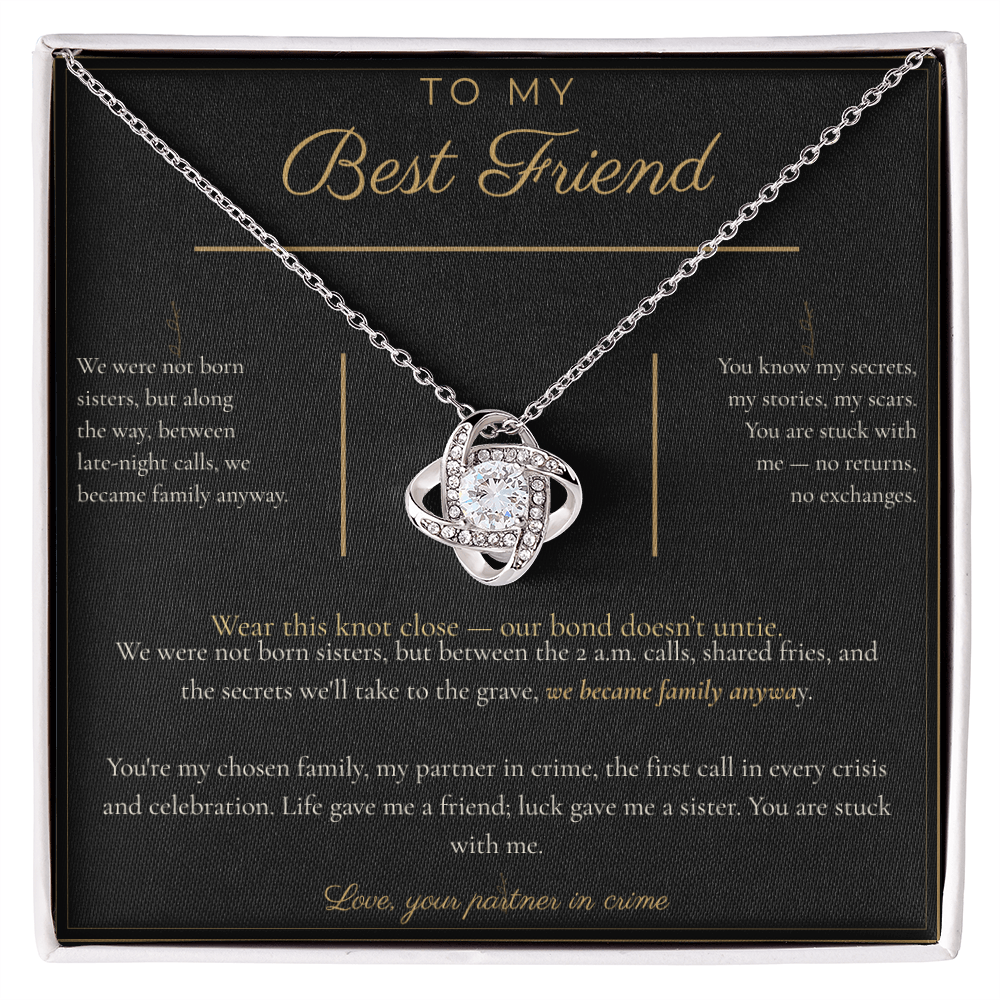 To My Best Friend Necklace - Love Knot Pendant with Message Card, Funny Christmas Gift for Best Friend