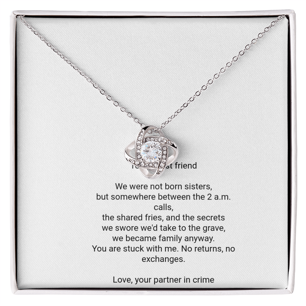 To My Best Friend Necklace - Love Knot Pendant with Message Card, Funny Christmas Gift for Best Friend