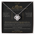 To My Mom Necklace - Love Knot Pendant with Message Card, Christmas Gift for Mom from Daughter