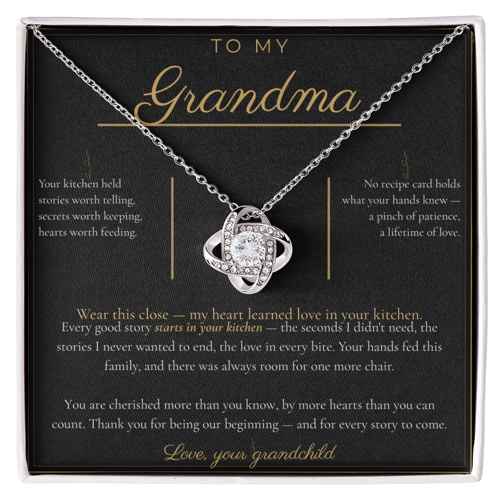 To My Grandma Necklace - Love Knot Pendant with Message Card, Funny Christmas Gift for Grandma from Grandkids