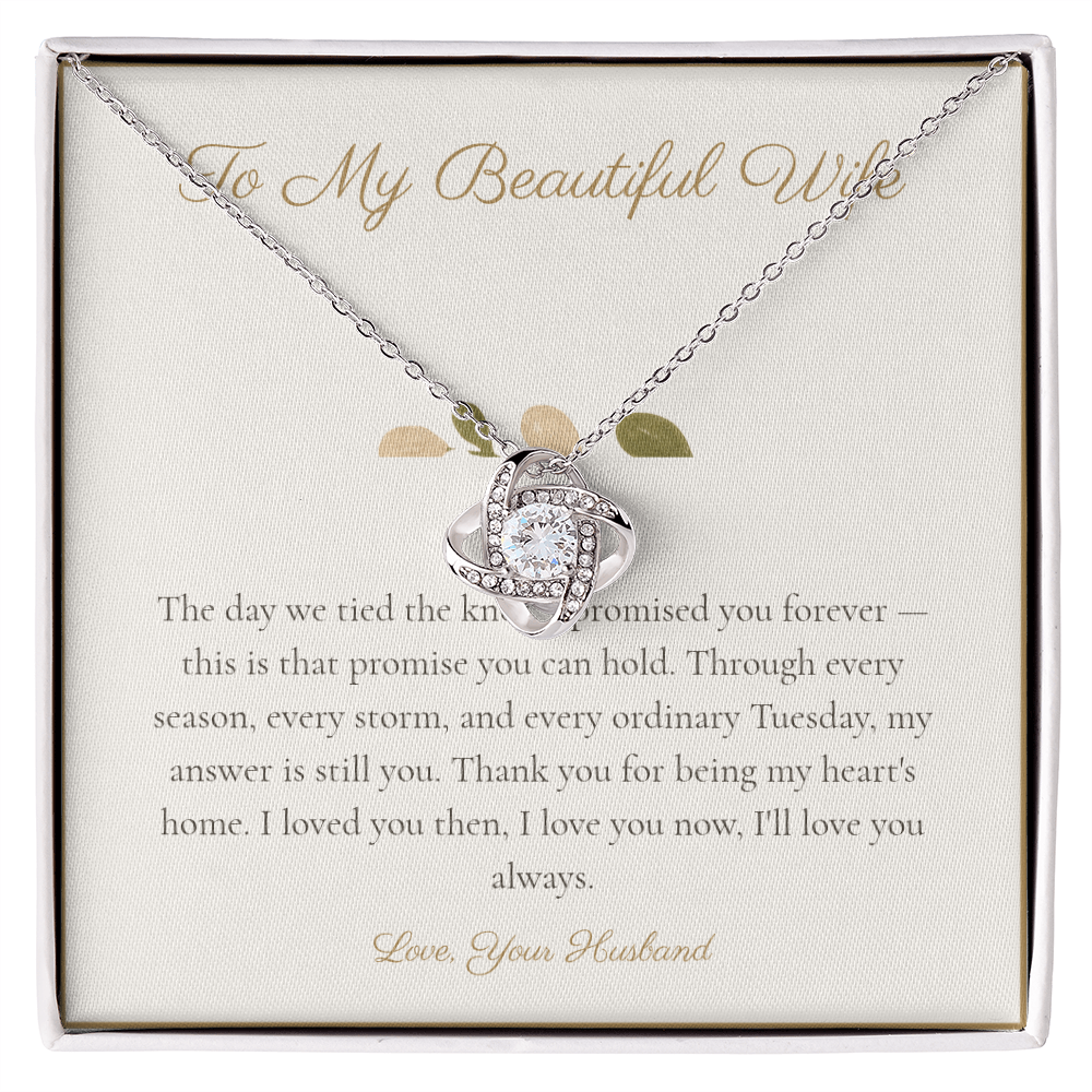 To My Beautiful Wife - Love Knot Necklace