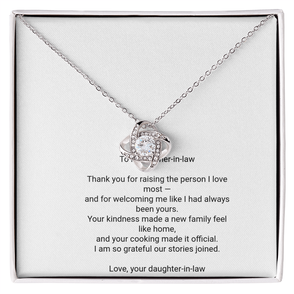 To My Mother-in-Law Necklace - Love Knot Pendant with Message Card, Christmas Gift for Mother-in-Law