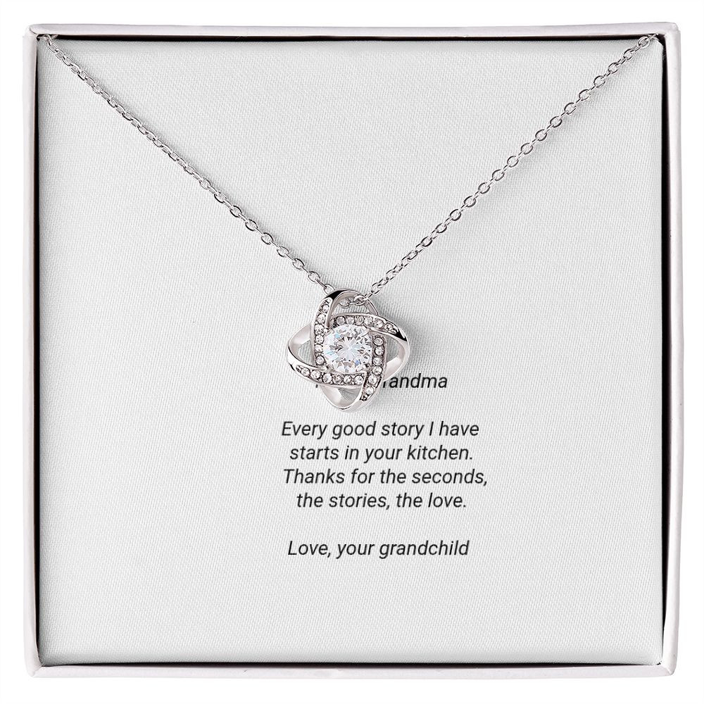 To My Grandma Necklace - Love Knot Pendant with Message Card, Funny Christmas Gift for Grandma from Grandkids