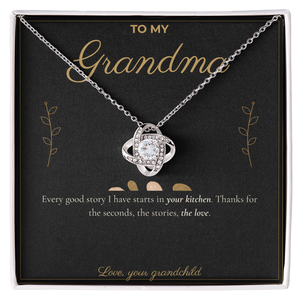 To My Grandma Necklace - Love Knot Pendant with Message Card, Funny Christmas Gift for Grandma from Grandkids