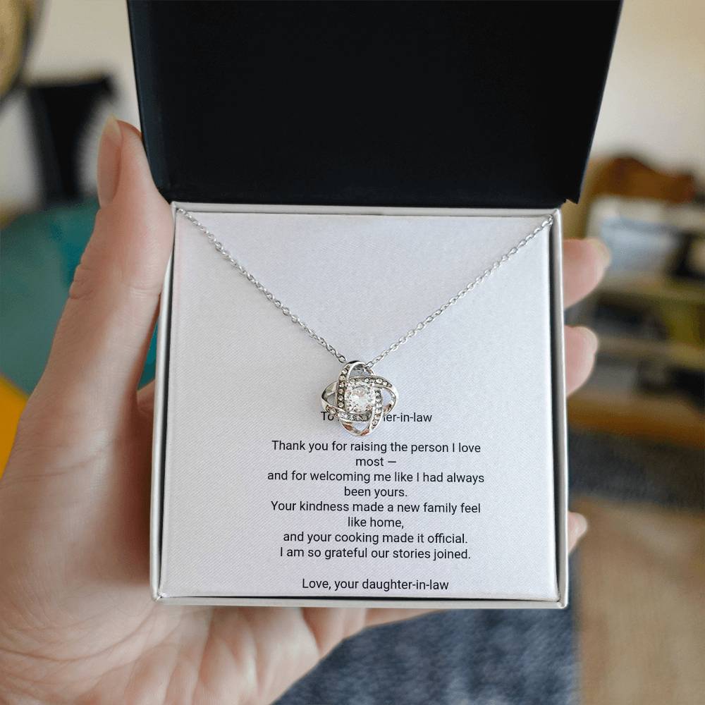 To My Mother-in-Law Necklace - Love Knot Pendant with Message Card, Christmas Gift for Mother-in-Law