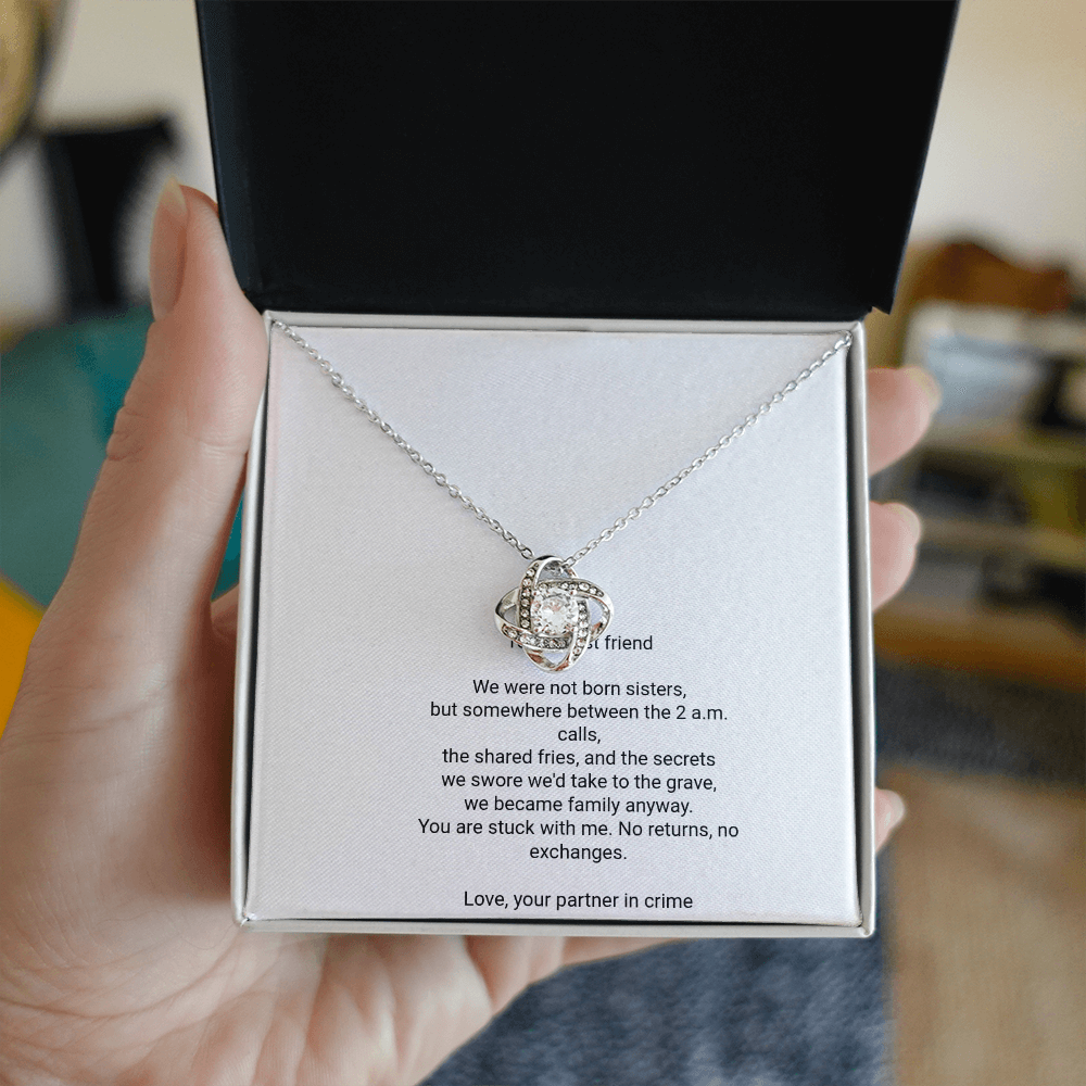 To My Best Friend Necklace - Love Knot Pendant with Message Card, Funny Christmas Gift for Best Friend