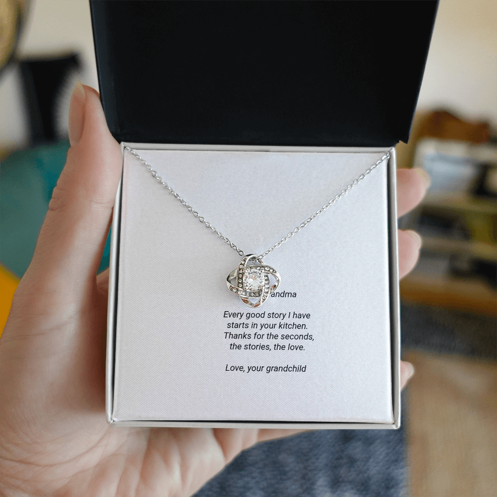 To My Grandma Necklace - Love Knot Pendant with Message Card, Funny Christmas Gift for Grandma from Grandkids