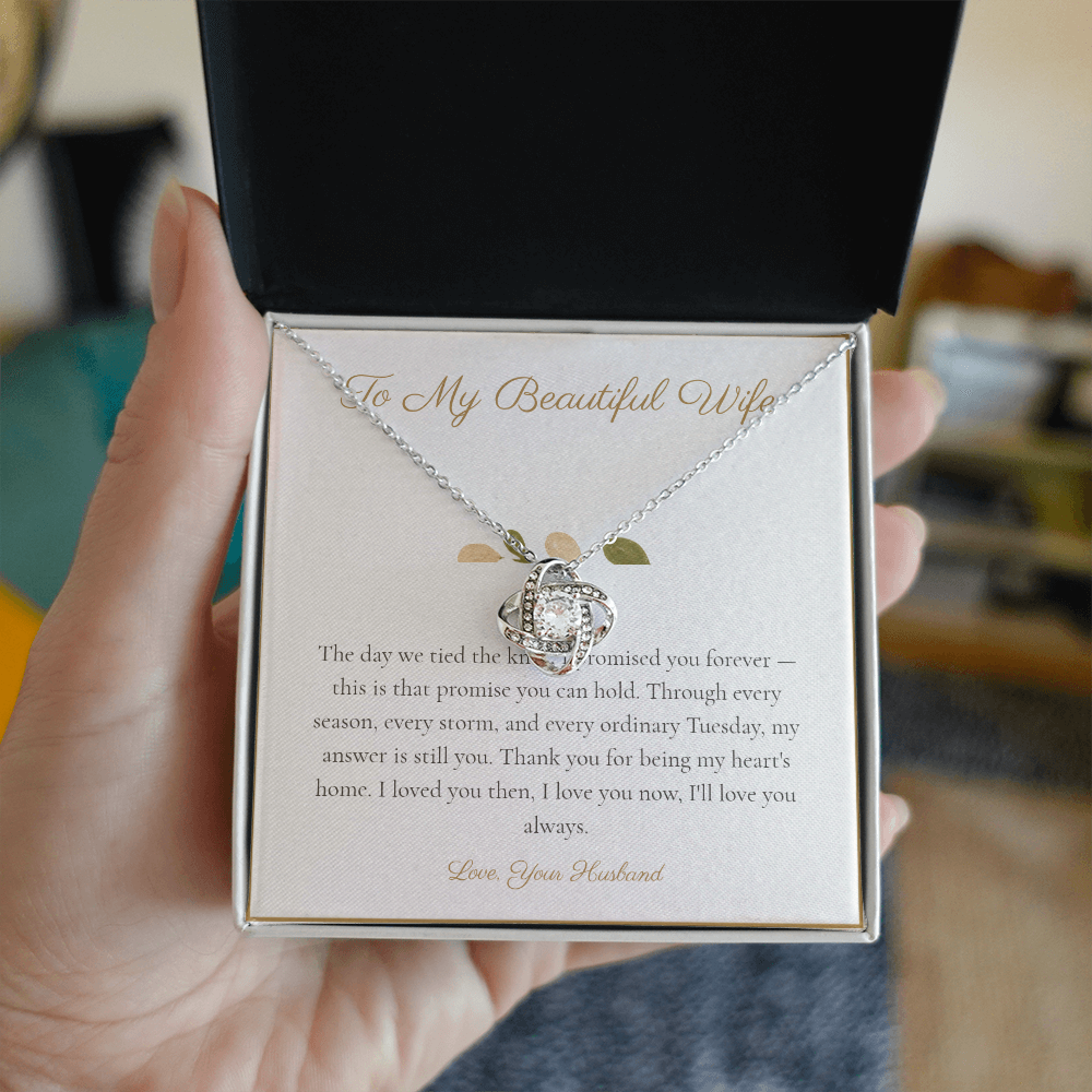 To My Beautiful Wife - Love Knot Necklace