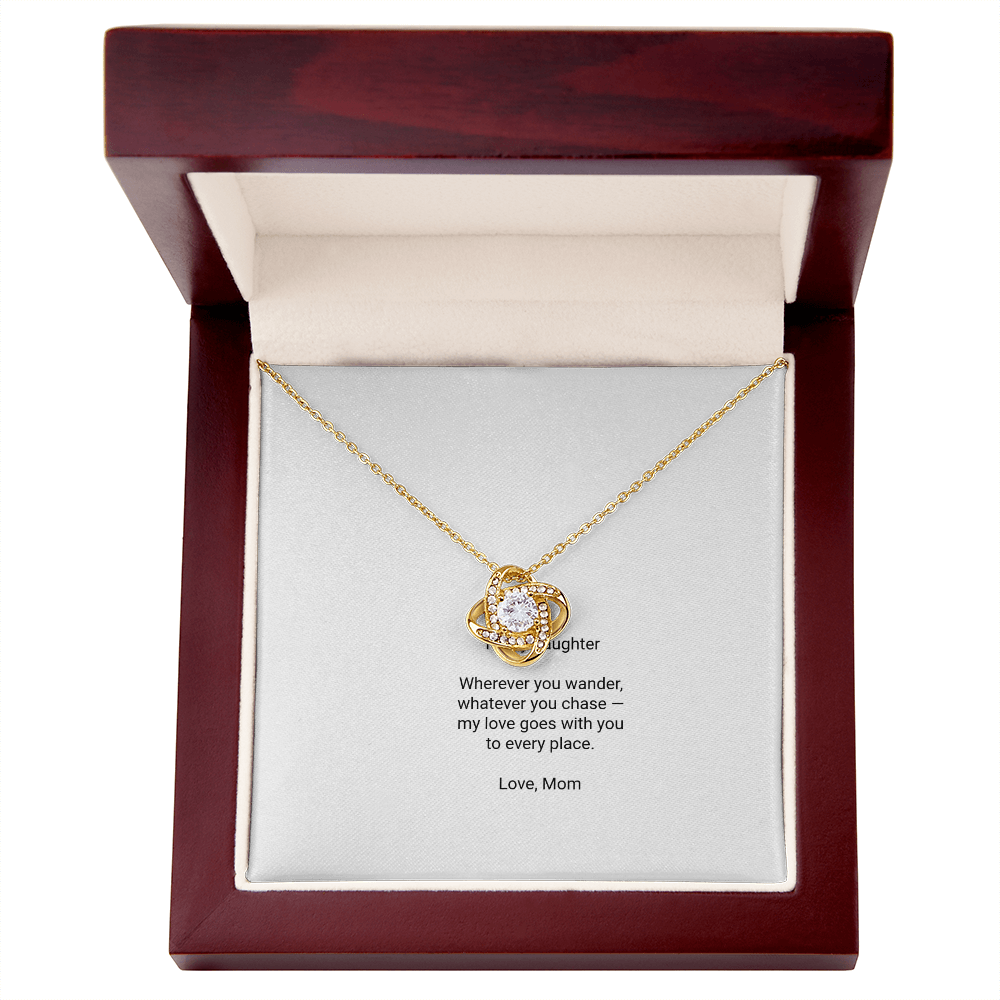 To My Daughter Necklace - Love Knot Pendant with Message Card, Christmas Gift for Daughter from Mom