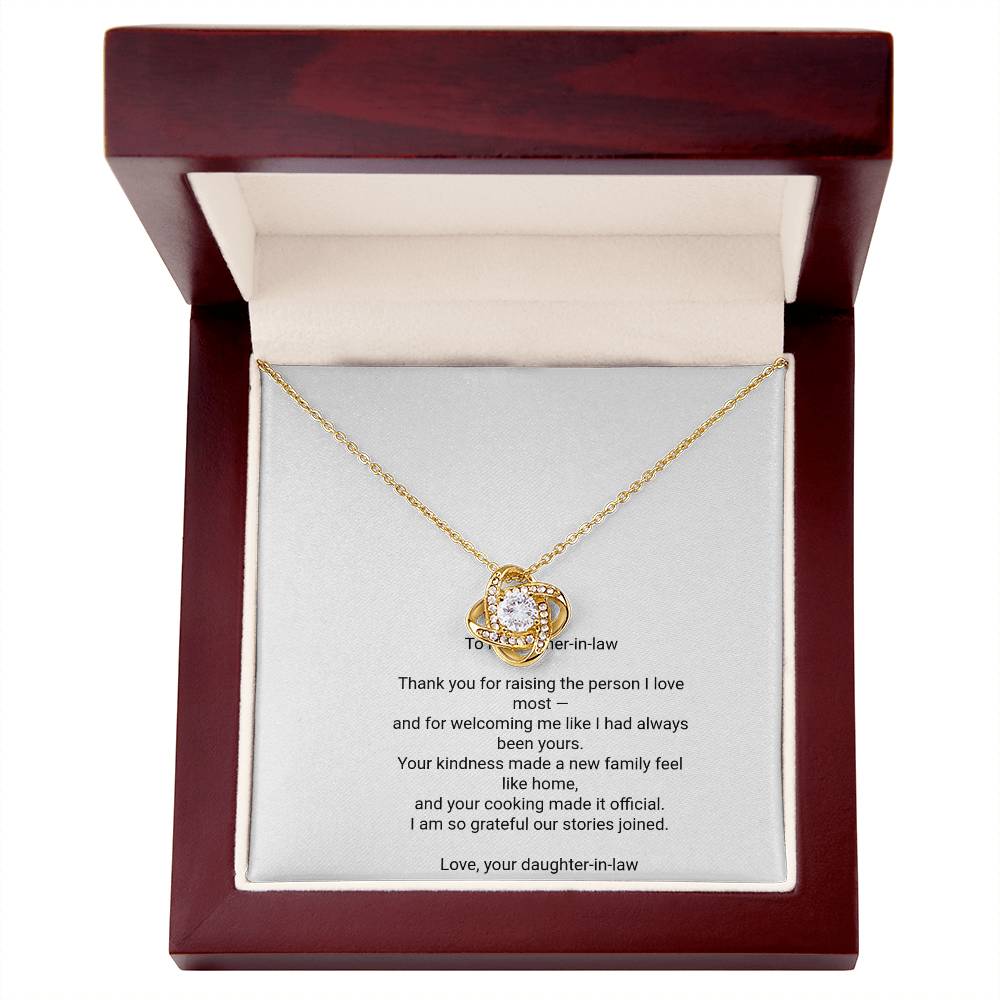To My Mother-in-Law Necklace - Love Knot Pendant with Message Card, Christmas Gift for Mother-in-Law