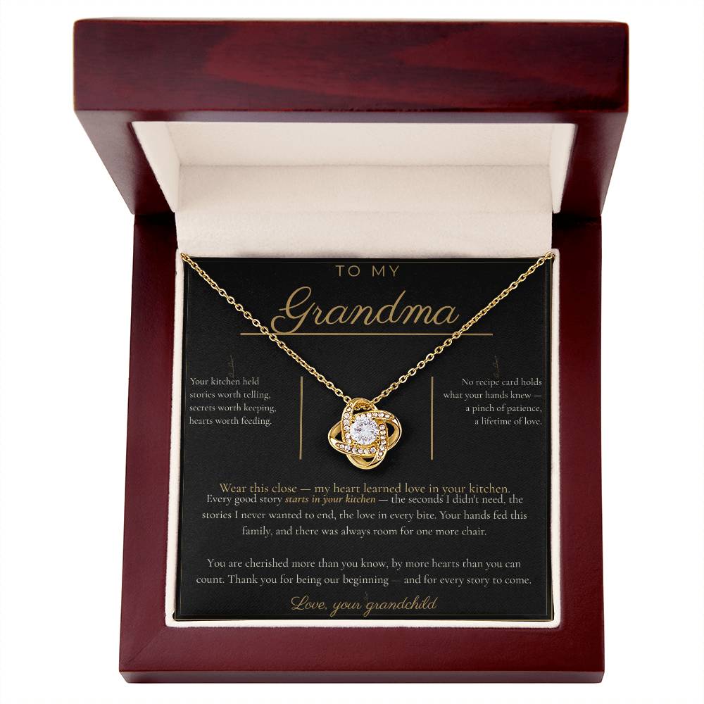 To My Grandma Necklace - Love Knot Pendant with Message Card, Funny Christmas Gift for Grandma from Grandkids