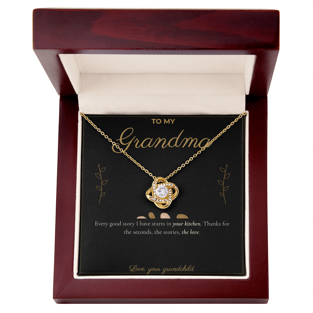 To My Grandma Necklace - Love Knot Pendant with Message Card, Funny Christmas Gift for Grandma from Grandkids