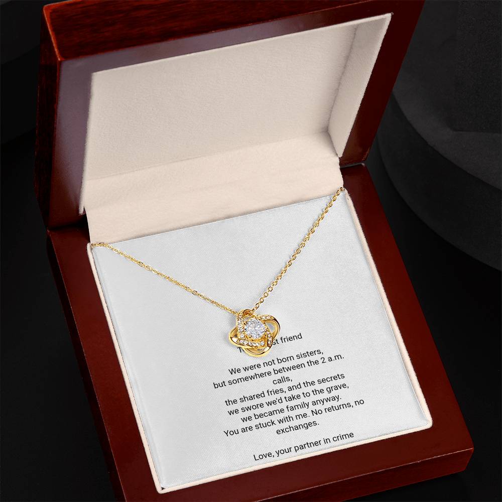 To My Best Friend Necklace - Love Knot Pendant with Message Card, Funny Christmas Gift for Best Friend