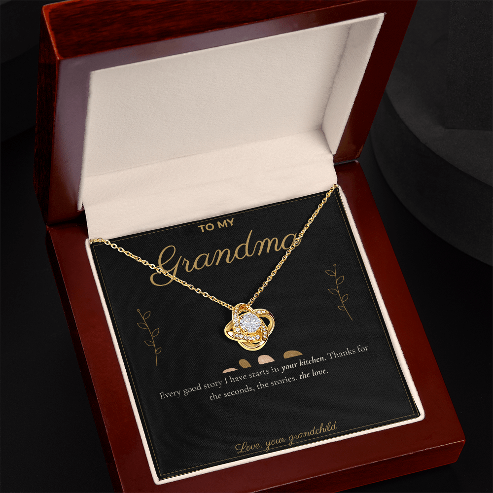 To My Grandma Necklace - Love Knot Pendant with Message Card, Funny Christmas Gift for Grandma from Grandkids