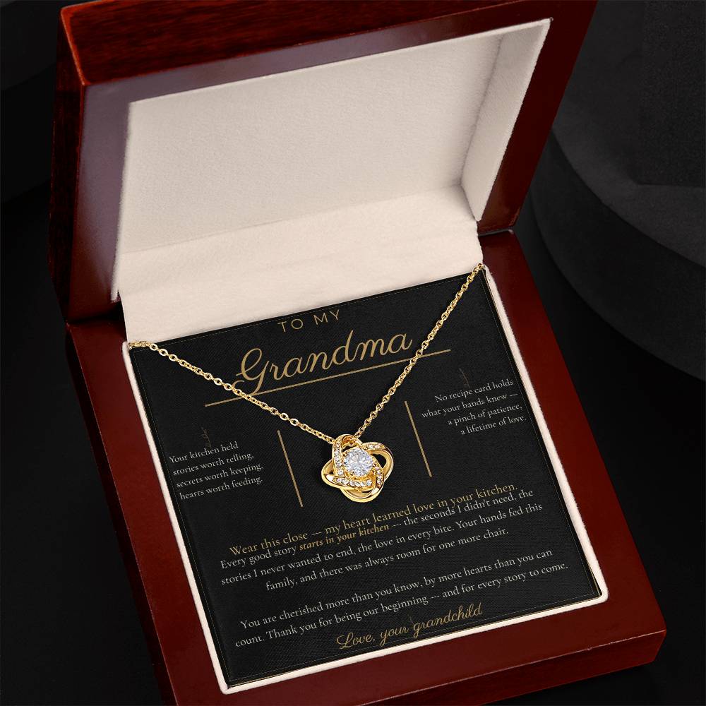 To My Grandma Necklace - Love Knot Pendant with Message Card, Funny Christmas Gift for Grandma from Grandkids