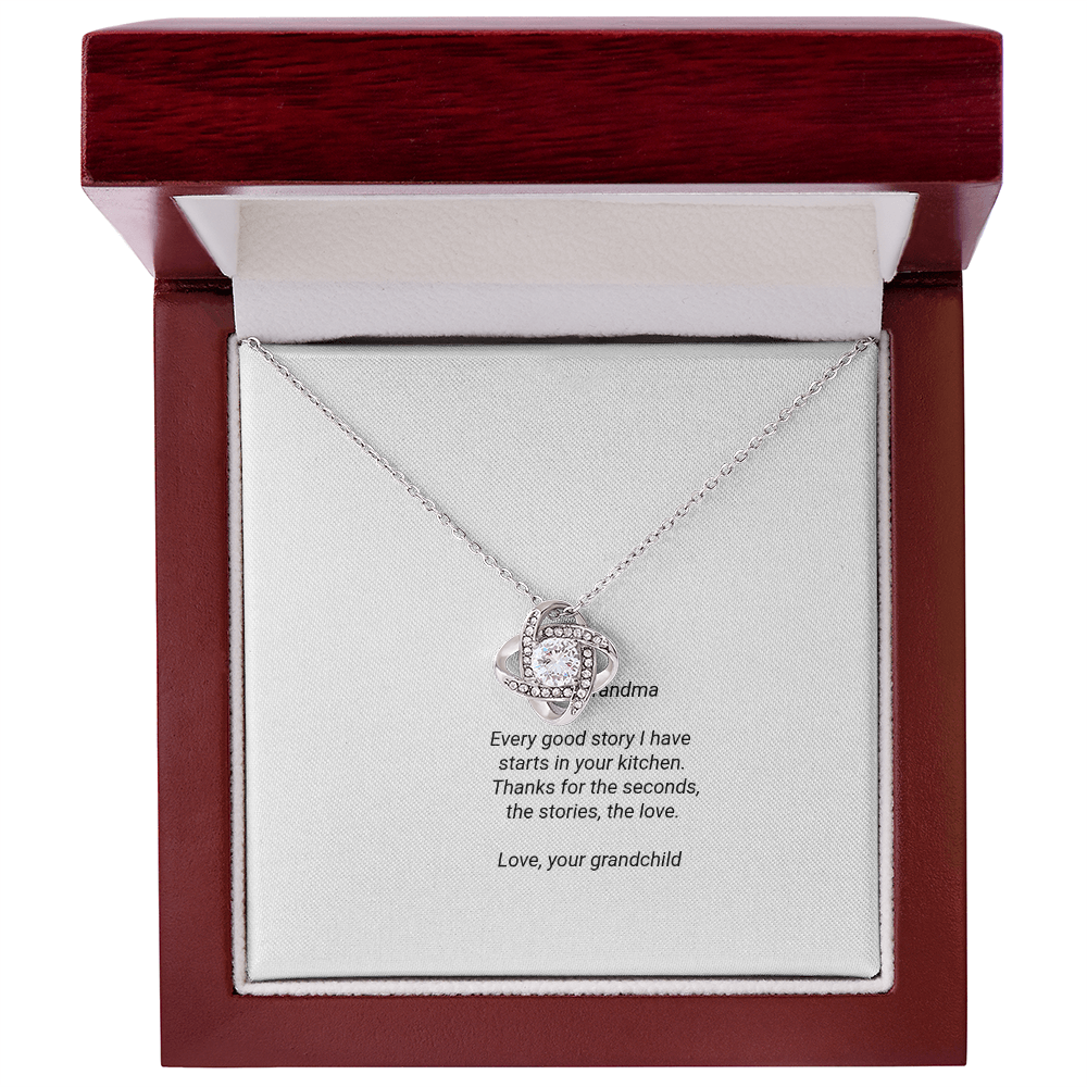 To My Grandma Necklace - Love Knot Pendant with Message Card, Funny Christmas Gift for Grandma from Grandkids