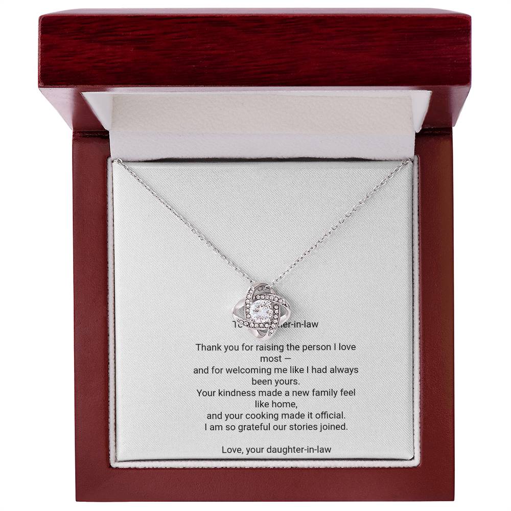 To My Mother-in-Law Necklace - Love Knot Pendant with Message Card, Christmas Gift for Mother-in-Law