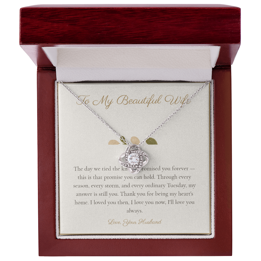To My Beautiful Wife - Love Knot Necklace