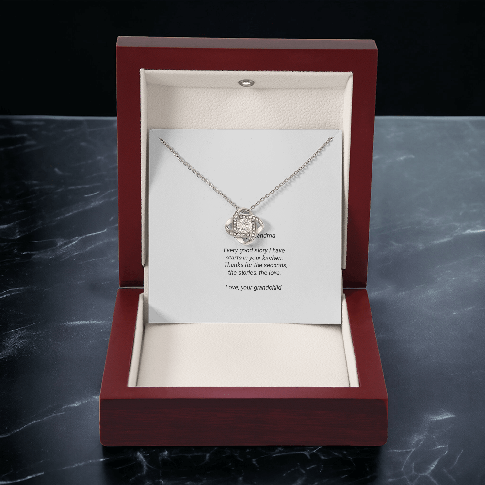 To My Grandma Necklace - Love Knot Pendant with Message Card, Funny Christmas Gift for Grandma from Grandkids