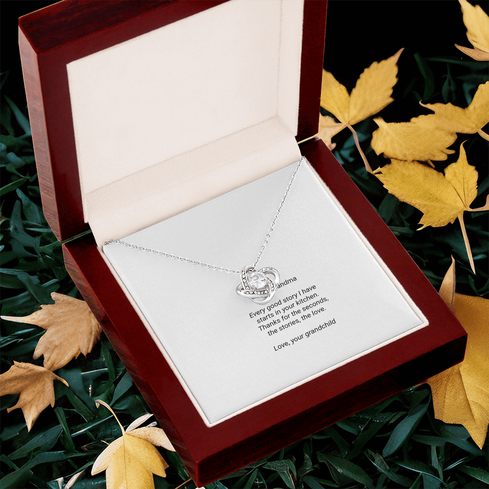 To My Grandma Necklace - Love Knot Pendant with Message Card, Funny Christmas Gift for Grandma from Grandkids