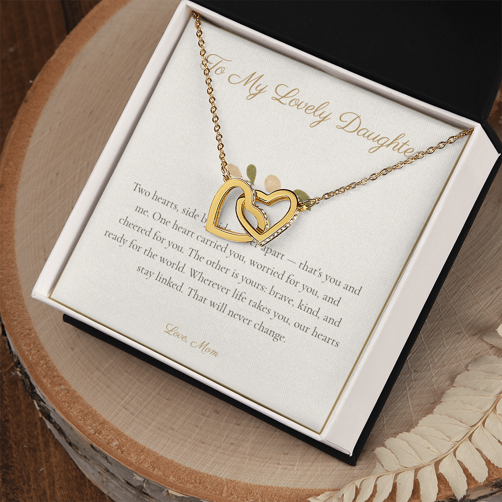 To My Lovely Daughter - Interlocking Hearts Necklace