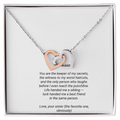 To My Sister Necklace - Interlocking Hearts Pendant with Message Card, Funny Christmas Gift for Sister