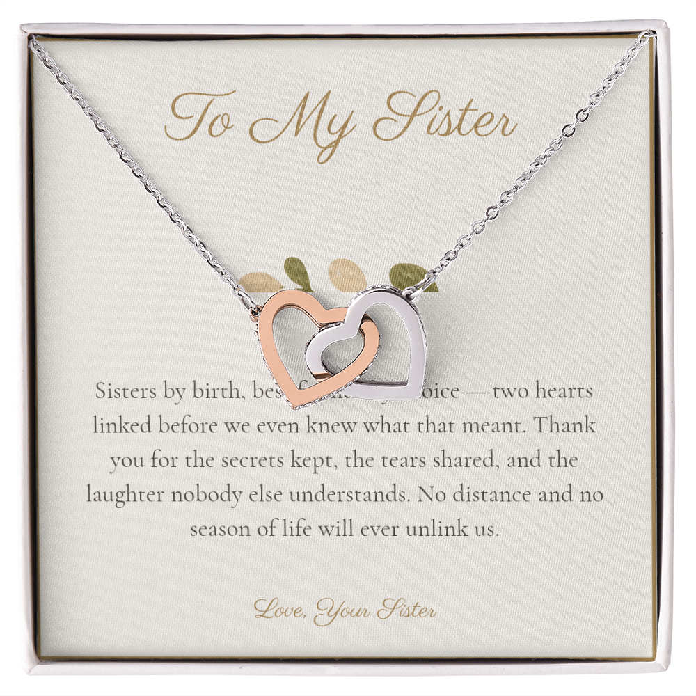 To My Sister - Interlocking Hearts Necklace