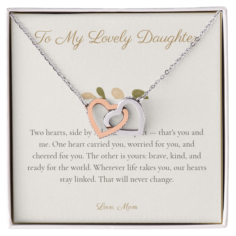 To My Lovely Daughter - Interlocking Hearts Necklace