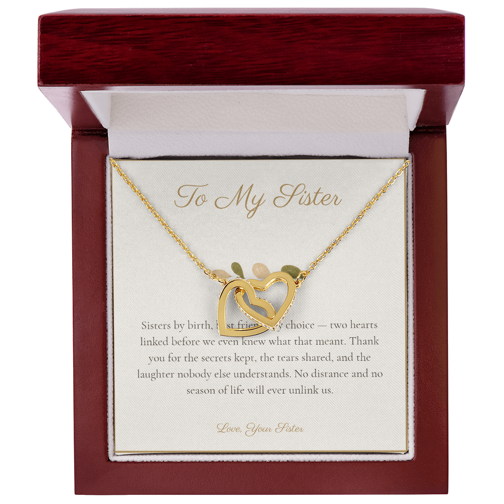 To My Sister - Interlocking Hearts Necklace