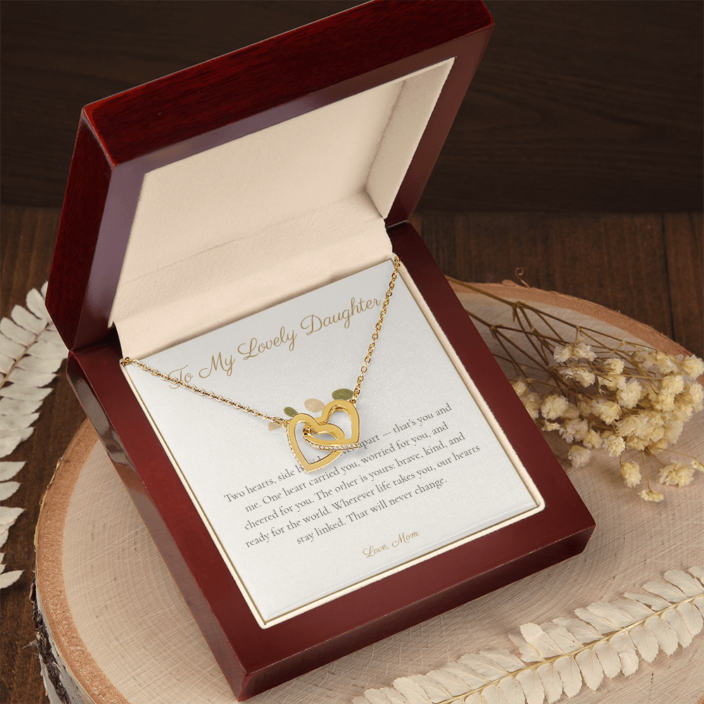 To My Lovely Daughter - Interlocking Hearts Necklace