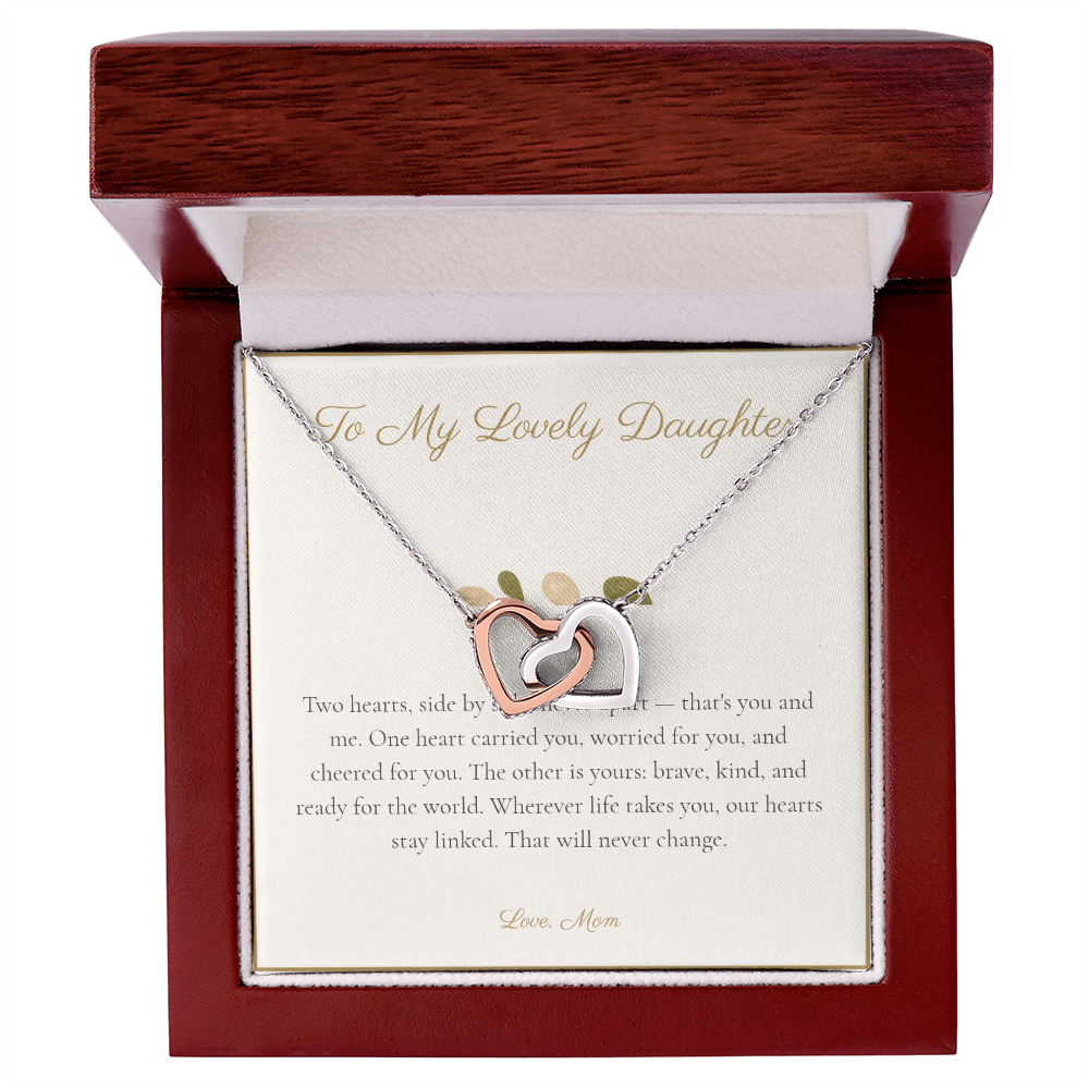 To My Lovely Daughter - Interlocking Hearts Necklace