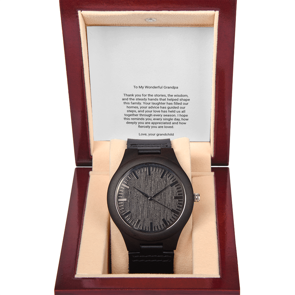 To My Grandpa — Wooden Watch with Message Card, Christmas Gift for Grandpa