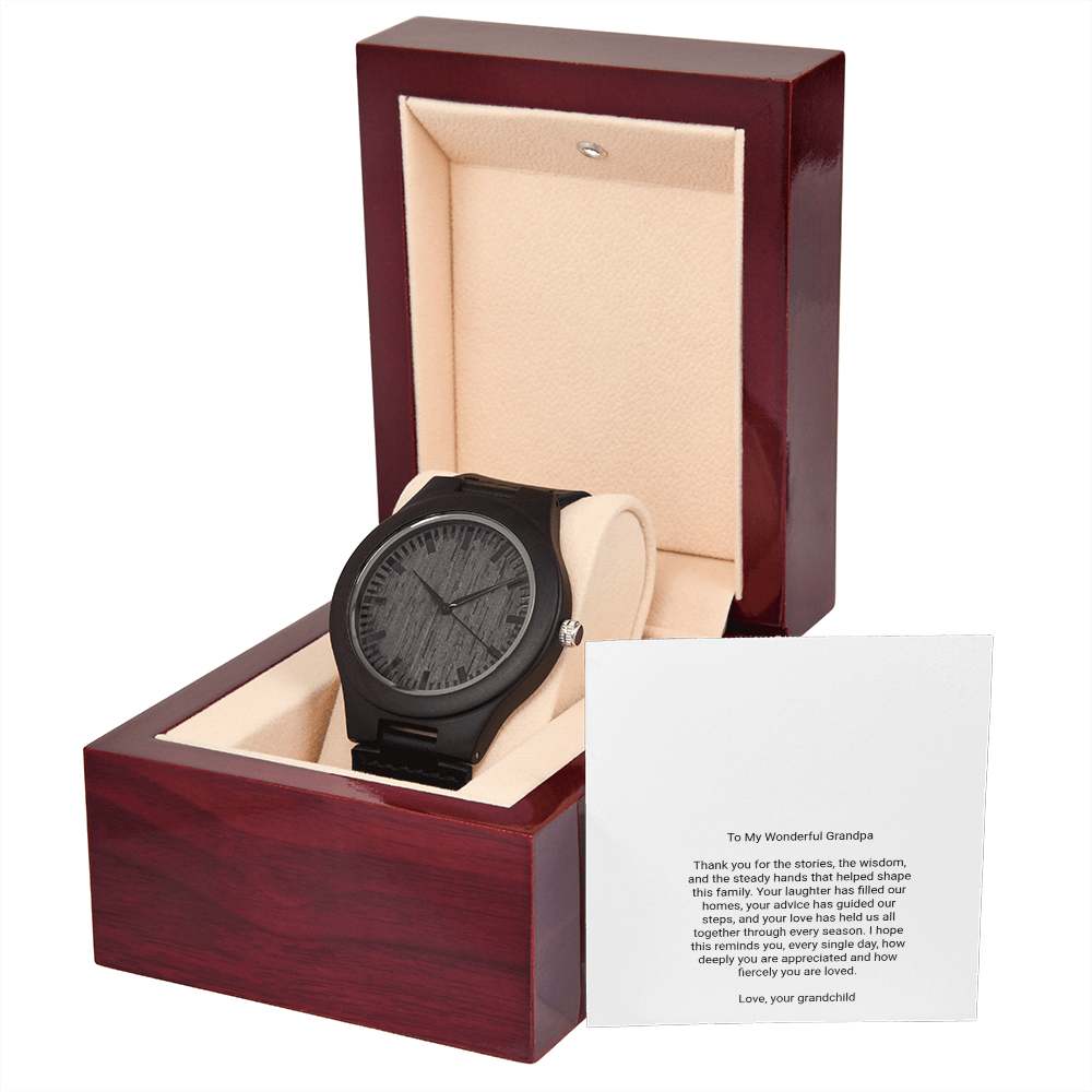 To My Grandpa — Wooden Watch with Message Card, Christmas Gift for Grandpa