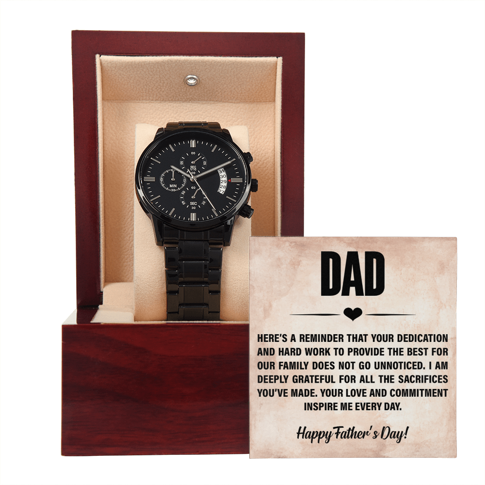 Dad, Happy Father's Day — Black Chronograph Watch