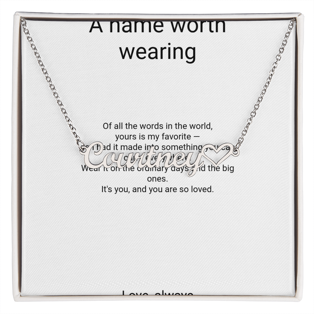 Personalized Heart Name Necklace Gift - Custom Name Pendant with Message Card, Name Jewelry Gift for Her