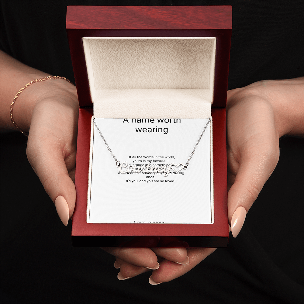 Personalized Heart Name Necklace Gift - Custom Name Pendant with Message Card, Name Jewelry Gift for Her
