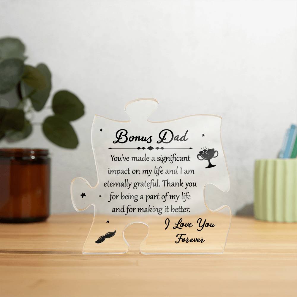 To My Bonus Dad Acrylic Puzzle Plaque - You've Made A Significant Impact, Father's Day Gift