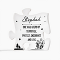 To My Stepdad Acrylic Puzzle Plaque - One Who Steps Up, Father's Day Gift for Stepdad