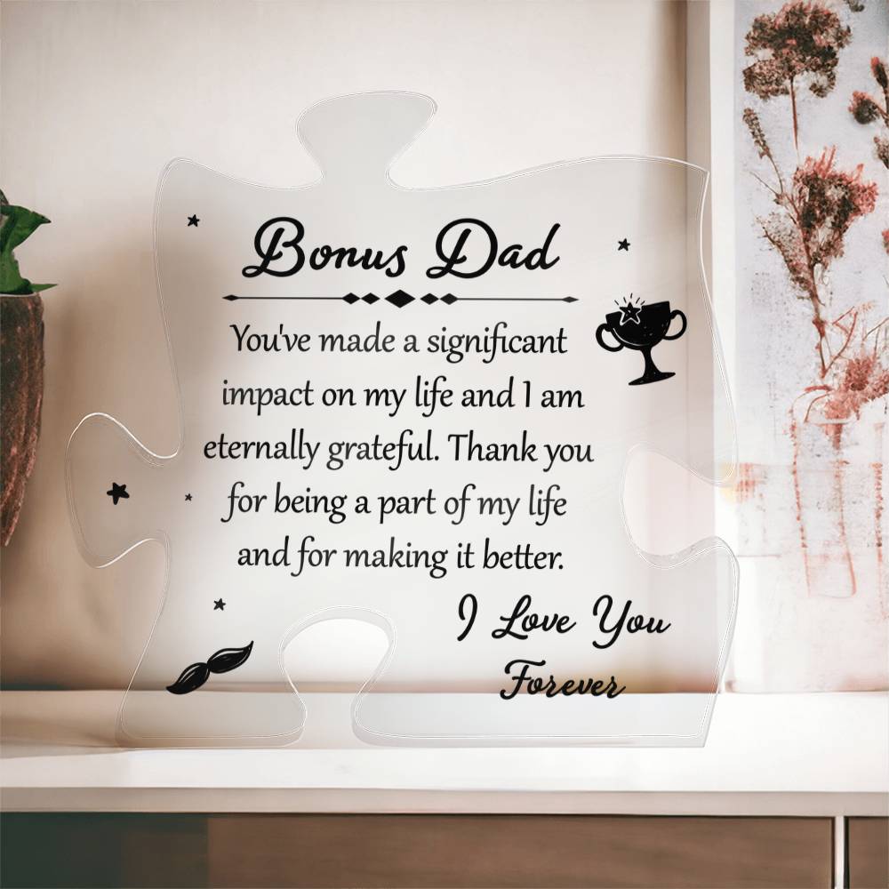To My Bonus Dad Acrylic Puzzle Plaque - You've Made A Significant Impact, Father's Day Gift