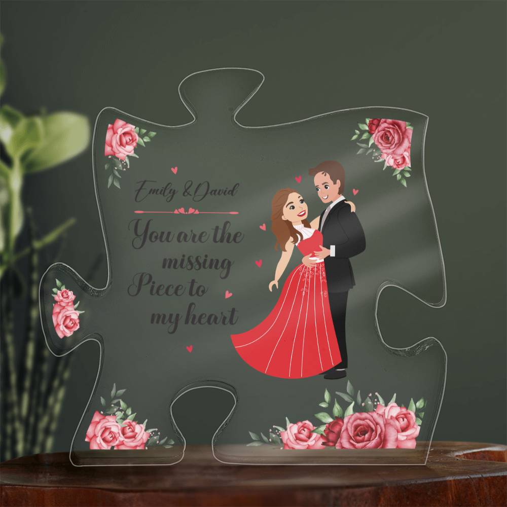 You Are The Missing Piece To My Heart Acrylic Puzzle Plaque - Romantic Gift for Her, Anniversary