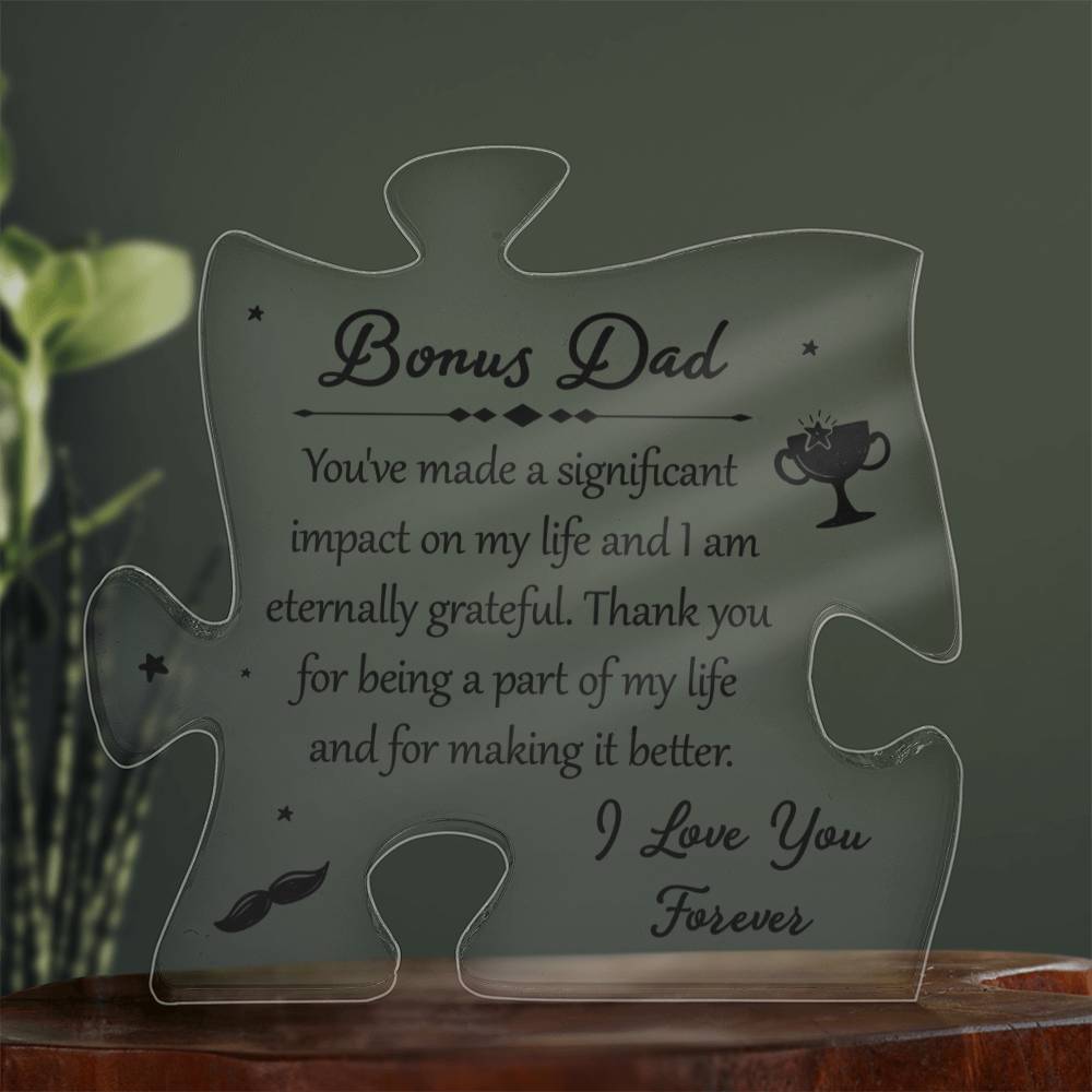 To My Bonus Dad Acrylic Puzzle Plaque - You've Made A Significant Impact, Father's Day Gift