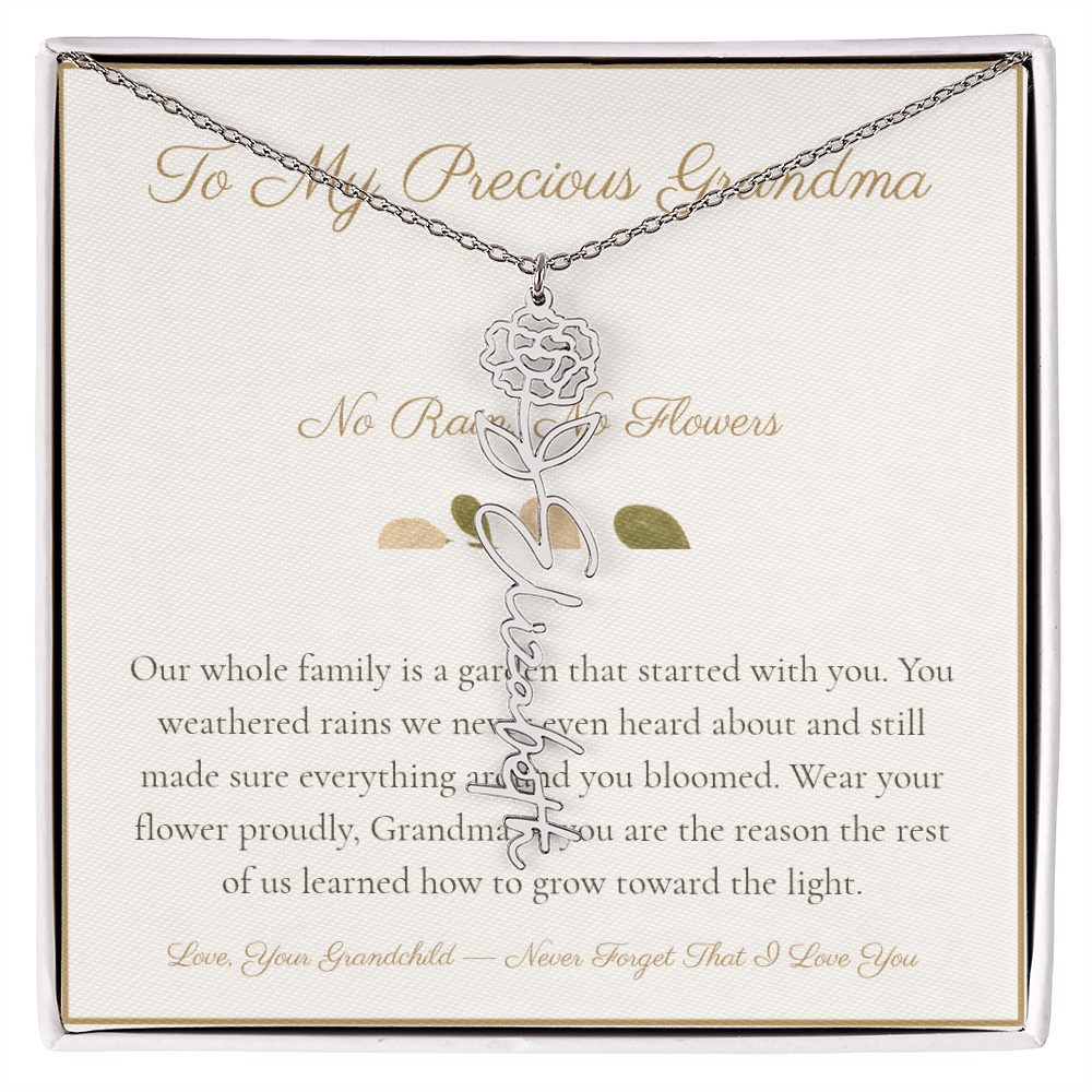 To My Precious Grandma - No Rain No Flowers - Flower Name Necklace