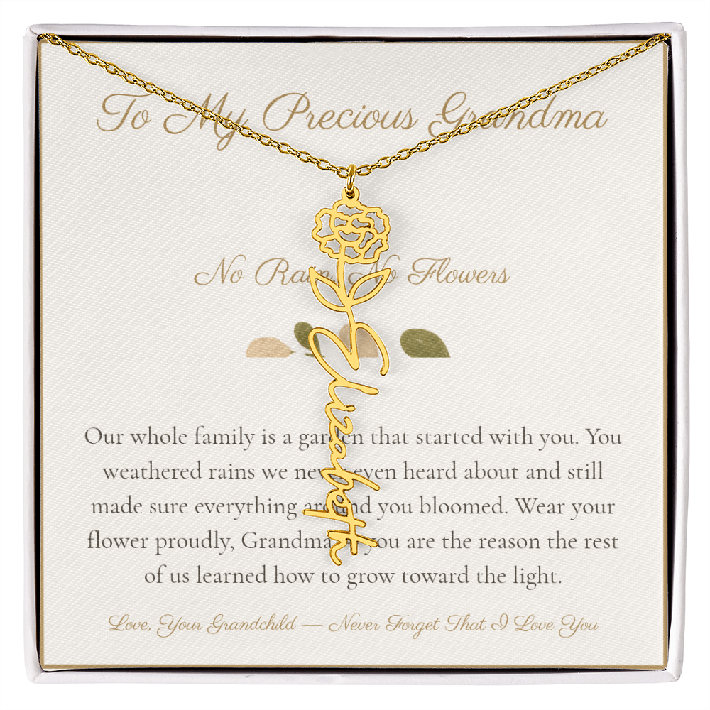 To My Precious Grandma - No Rain No Flowers - Flower Name Necklace