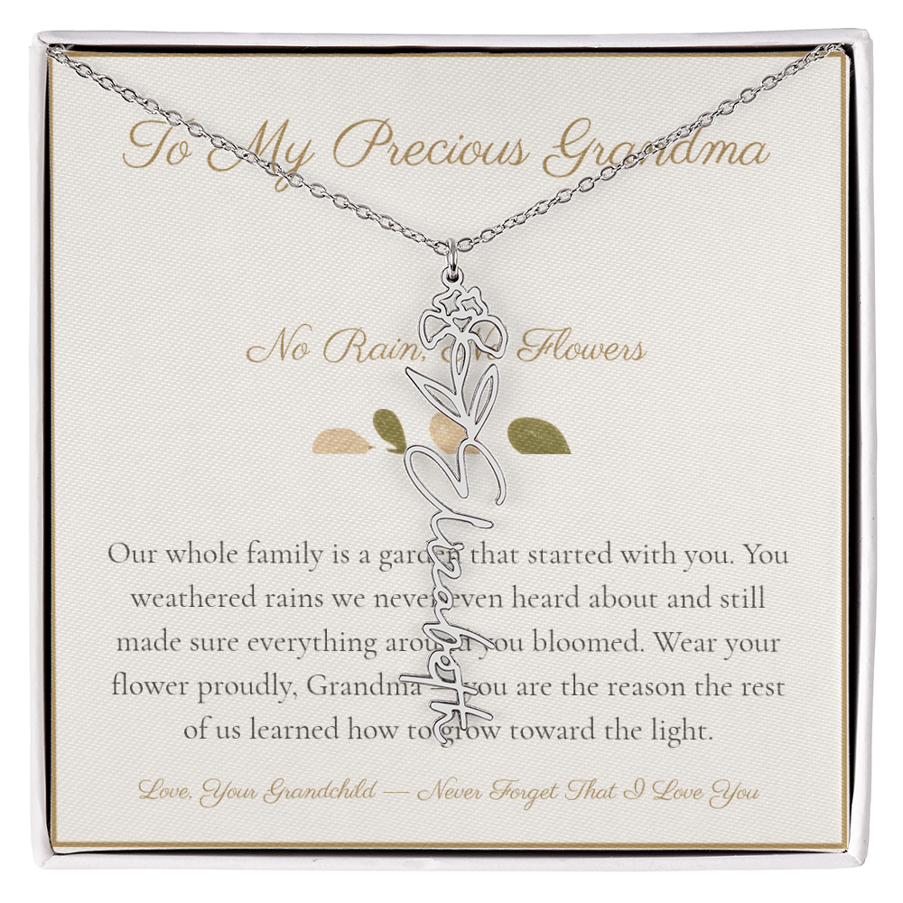 To My Precious Grandma - No Rain No Flowers - Flower Name Necklace