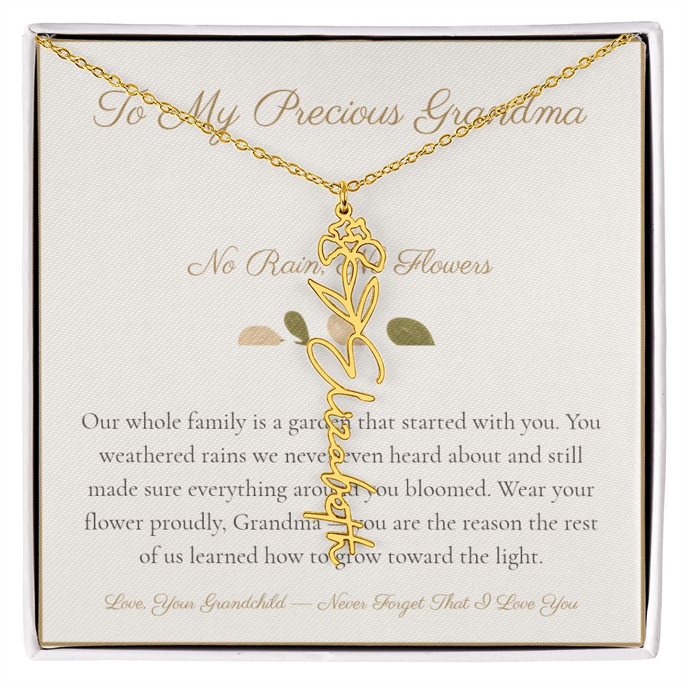 To My Precious Grandma - No Rain No Flowers - Flower Name Necklace