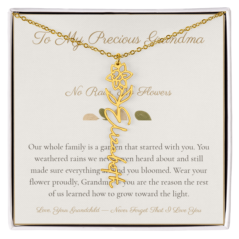 To My Precious Grandma - No Rain No Flowers - Flower Name Necklace