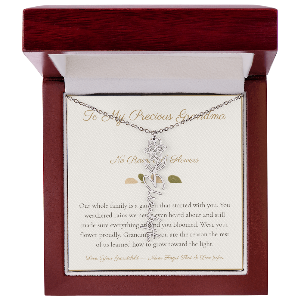 To My Precious Grandma - No Rain No Flowers - Flower Name Necklace
