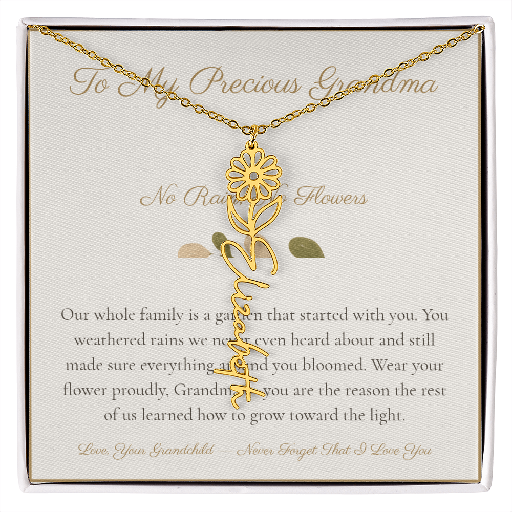 To My Precious Grandma - No Rain No Flowers - Flower Name Necklace