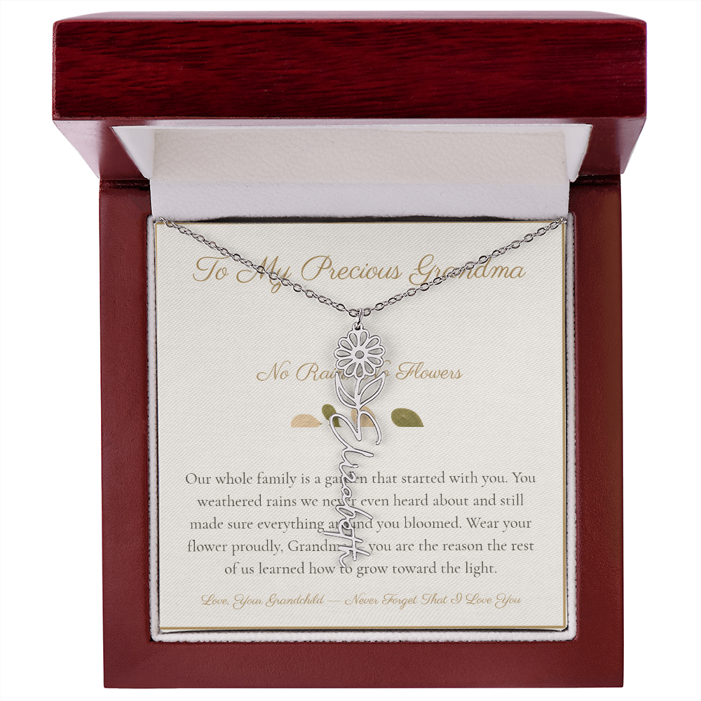 To My Precious Grandma - No Rain No Flowers - Flower Name Necklace