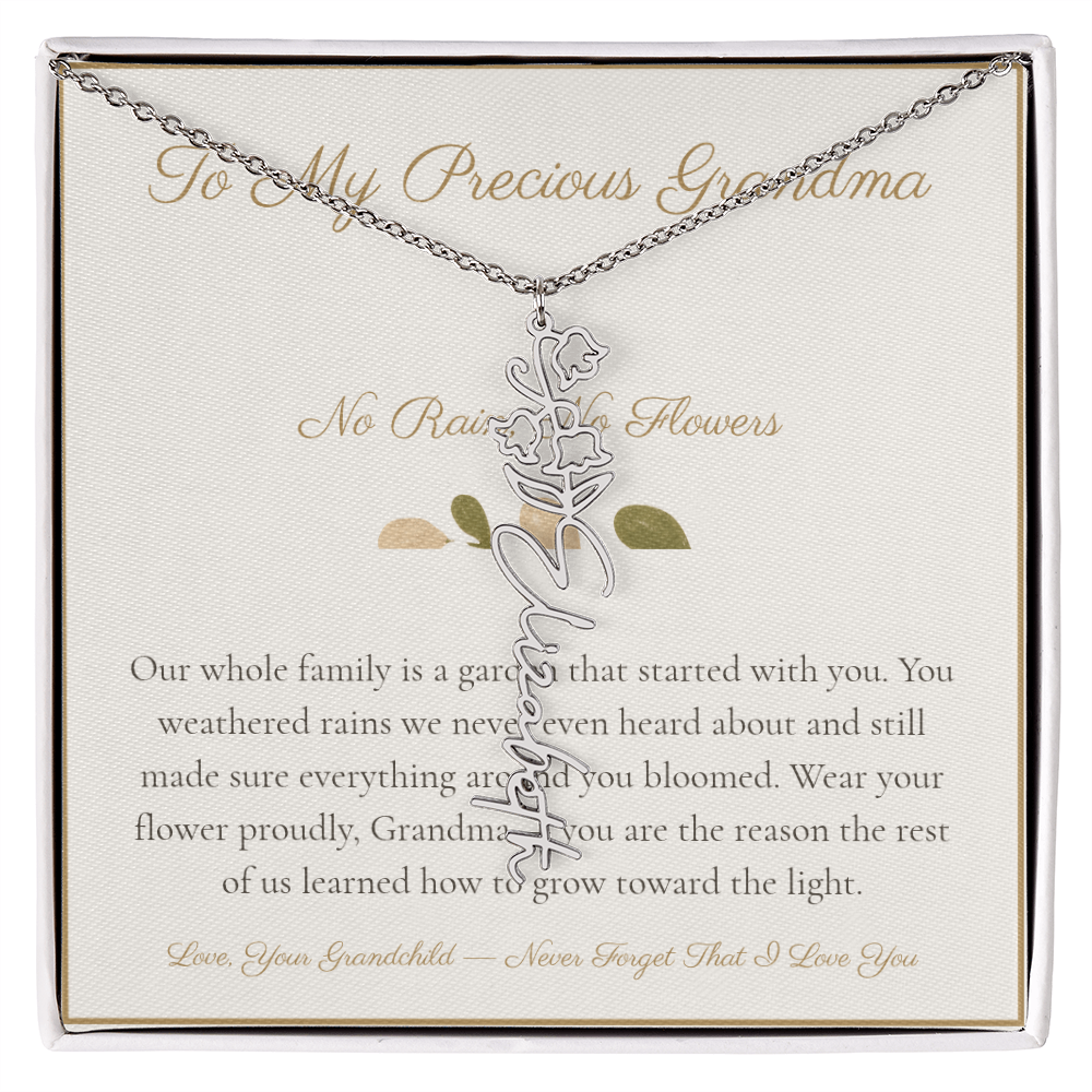 To My Precious Grandma - No Rain No Flowers - Flower Name Necklace